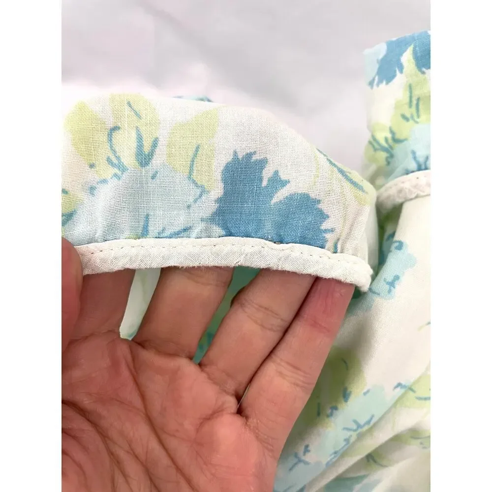 VTG‎ 1970's Flowers Fashion Manor Blue Floral Twin Fitted Sheet MCM Penn-Prest